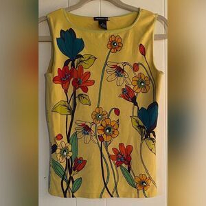 Streetworks Top Women’s Small Silk Blend Flowers Embellished Boho Hippie